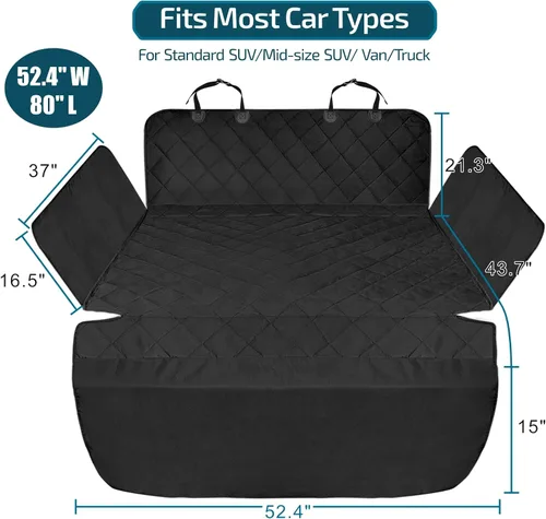 Miniatura 2 de Veckle Forro de carga para perros SUV, resistente al agua, con solapas laterales, protector de área de carga compacto a mediano con solapa