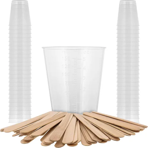 Miniatura 19 de Pouring Masters Vasos medidores de líquido de 2 oz (60 ml) - Vaso graduado de plástico (paquete de 100) con 25 varillas - Tazas de mezcla