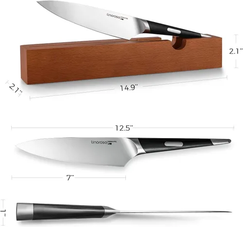 Miniatura 2 de linoroso Cuchillo de chef de cocina ultra afilado, cuchillo de cocina alemán de alto carbono forjado de precisión de 7 pulgadas, cuchillo de corte