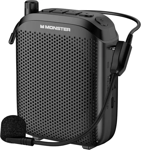Monster Amplificador de voz Phonic 20, amplificador de voz portátil de 15 W para profesores, altavoz Bluetooth 6.0 PA con micrófono con cable,