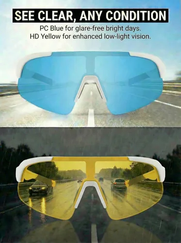 Miniatura 4 de BangLong Gafas de sol de ciclismo para hombres y mujeres, gafas de sol deportivas con 2 lentes intercambiables para correr, béisbol, pesca