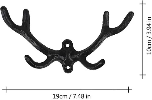 Miniatura 2 de 30GO - Paquete de 2 ganchos de pared duraderos con cuernos de ciervo, colgador decorativo versátil con tornillos, estilo rústico multiusos