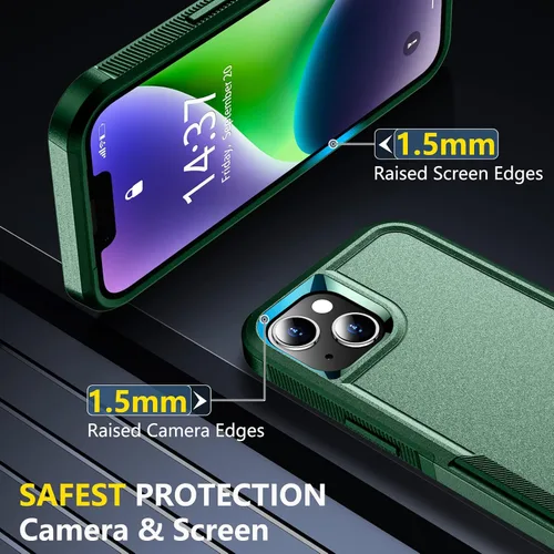 Miniatura 5 de SPIDERCASE Funda para iPhone 14/Funda para iPhone 15, [Protección contra Caídas de Grado Militar de 15 PIES][Antideslizante] Paquete de 2