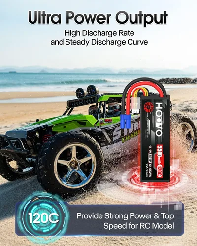 Miniatura 6 de HOOVO Batería Lipo 3S 11.1V 5500mAh 120C RC Batería Hardcase con EC5 Conector para RC Car Truggy Boat Truck Racing Modelos 2 Paquetes