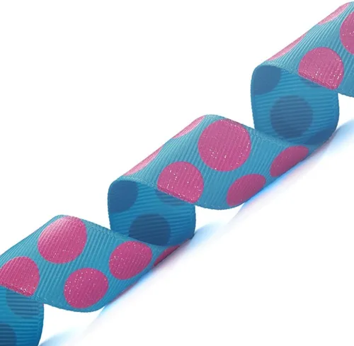 Miniatura 23 de Morex Ribbon Sugar Dots - Cinta de grogrén con purpurina, 7/8 pulgadas por 20 yardas, aguamarina/lavanda (98805/20-612)