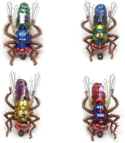 Miniatura 11 de YZD Moscas de pesca con moscas realistas secas y húmedas, ninfa, trucha, kits de señuelos para atar a mano, 12/26/48 piezas.. Kit 4-Cicada 12pcs