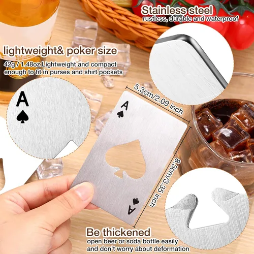 Miniatura 2 de Chengu 40 unidades de abrebotellas de póquer Ace of Spades a granel de acero inoxidable para cerveza, vino, tarjetas de crédito, abrebotellas
