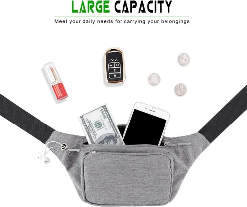 Miniatura 2 de XEYOU Riñonera unisex para correr con hebillas ajustables, bolsa de cintura ligera para deportes, senderismo, pasear al perro, cinturón para guardar