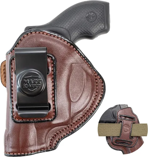 Miniatura 9 de Maxx Carry Funda de cuero de alta calidad OWB e IWB de 4 vías para pistola de marco J para los modelos S&W 442 y 642 Airweight 637, 638, 640 y otros