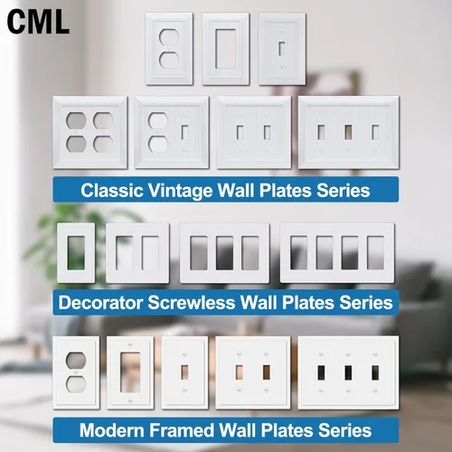 Miniatura 7 de CML - Placa de pared decorativa sin tornillos de 3 segmentos, paquete de 2 cubiertas para interruptores de luz, cubierta de receptáculo de toma