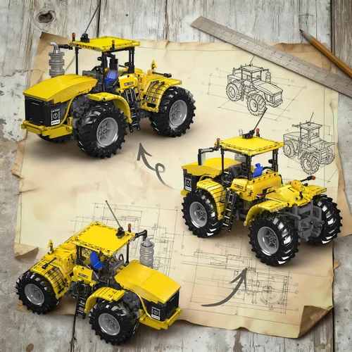 Miniatura 5 de Mould King 17081 Juego de construcción de técnica de tractor, auto de juguete 4x4, juguetes de vehículos de construcción de tractor articuado