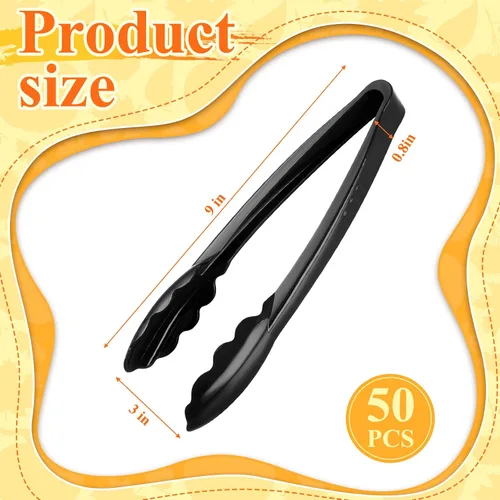 Miniatura 2 de Tessco for you 50 pinzas de plástico para servir a granel, pinzas desechables de plástico de 9 pulgadas, pinzas de ensalada resistentes para cocina