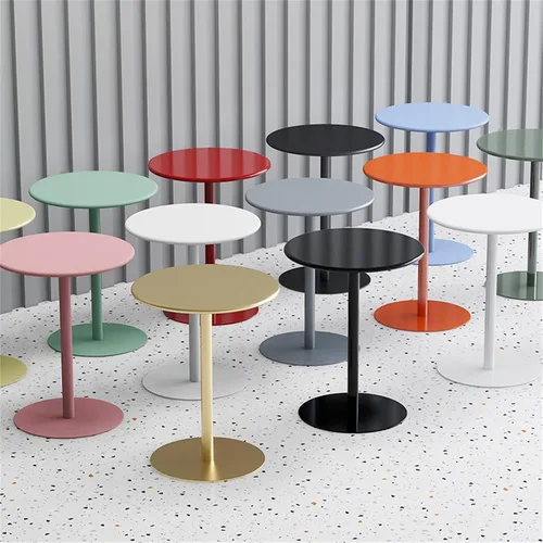 Miniatura 4 de Mesa redonda de bar y pub, mesa de cóctel circular de pie de estilo moderno con parte superior de hierro, adecuada para sala de estar, mesa