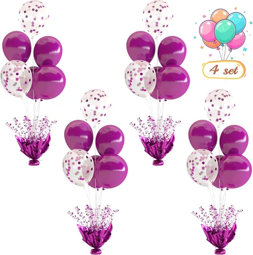 Miniatura 14 de 2 Juego de Globos de Mesa Negros con Spray de Aluminio para Centro de Mesa con Globos Negros y de Confeti, Kit de Soporte para Decoración de Mesa