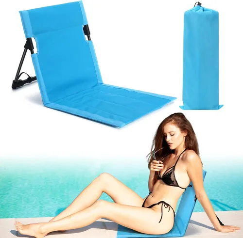 Miniatura 21 de Karenhi Sillas plegables junto a la piscina para borde de la piscina, sillas de playa portátiles con soporte trasero, asientos plegables de piscina
