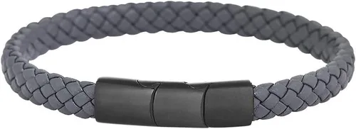 Miniatura 2 de Geoffrey Beene Pulsera trenzada de cuero genuino para hombre con cierre de acero inoxidable