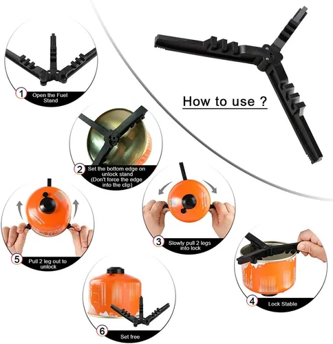 Miniatura 4 de Soporte universal plegable para bote de combustible, estabilizador de trípode Caudblor para estufas de camping, soporte compacto de tanque de gas