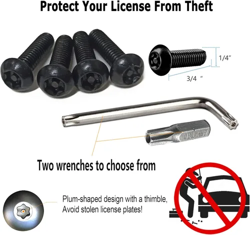 Miniatura 3 de Tornillos negros antirrobo para placa de matrícula, accesorios de cierre de seguridad de acero inoxidable inoxidables, tornillos M6 (1/4 de pulgada)