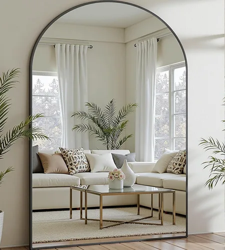 Miniatura 19 de Prywot Espejo arqueado de cuerpo completo, 70"x26" Espejo de pie independiente, Espejos modernos de cuerpo completo con soporte, Espejos de pared