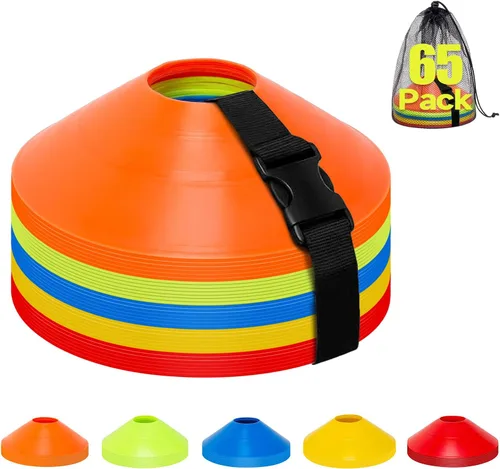 Miniatura 8 de 35/65/105 piezas de conos de fútbol de agilidad para entrenamiento, conos deportivos reutilizables para ejercicios con bolsa de malla, conos