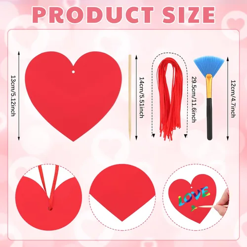 Miniatura 2 de Liliful Juego de 60 manualidades para el día de San Valentín para niños, diseño de corazón rojo, para raspar, San Valentín, preescolar, magia