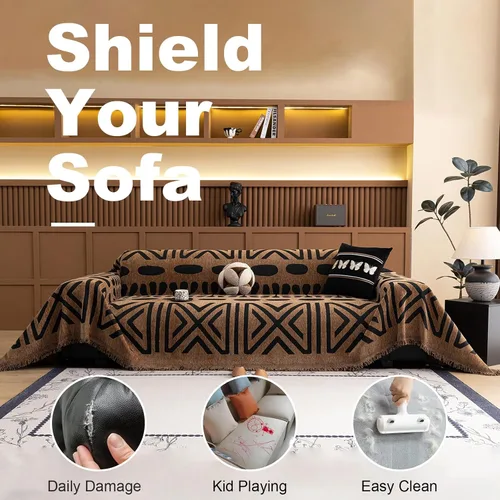 Miniatura 259 de VClife Fundas de sofá bohemio de felpilla para sofá seccional, fundas de sofá suaves y antideslizantes para sofá de 2 cojines, protector de muebles