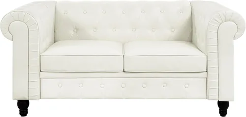 Miniatura 6 de Naomi Home Chesterfield - Sofá de amor de cuero, mini sofá de amor, pequeño con brazos curvos, cojines capitoné, sofás de amor de 2 asientos