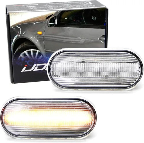 iJDMTOY Kit de luz de marcador frontal LED ámbar transparente compatible con Volkswagen MK4 Jetta GTI R32 Beetle, etc., alimentado por LED de 15