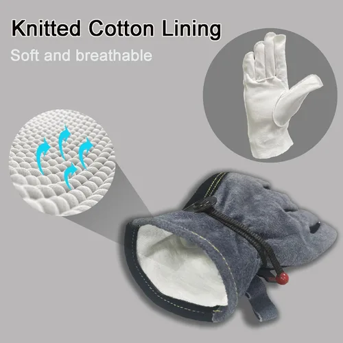Miniatura 4 de Guantes de cuero para jardinería para hombres, guantes de trabajo para soldadura, construcción, motosierra, granja, rancho, trabajo en el patio