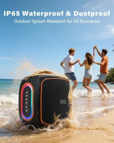 Miniatura 5 de Altavoz Bluetooth de 120 W, altavoz para exteriores de 6.5 pulgadas con graves súper profundos, 18000 mAh 30H, BT5.4, IP65 impermeable, luces RGB