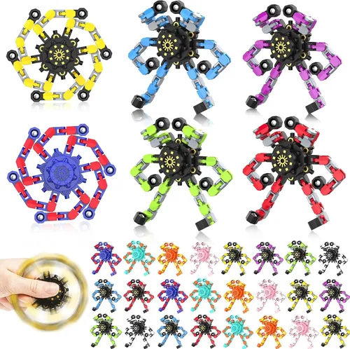 Miniatura 7 de Fidget Spinners transformables, 18 piezas de juguetes sensoriales divertidos para adultos, cadena deformable DIY robot spinner, juguete giroscopio