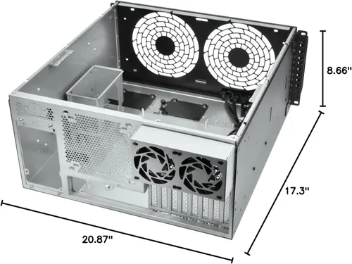Miniatura 17 de Silverstone Technology RM51 Chasis de Servidor Rack de 5U con Ventiladores Duales de 180mm y Capacidad de Refrigeración Líquida Mejorada, SST-RM51