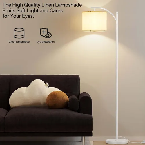 Miniatura 4 de SUNMORY Lámpara de pie de arco, lámpara de pie moderna con bombilla de 9W y 3 temperaturas de color, lámparas de pie de metal con pantalla colgante