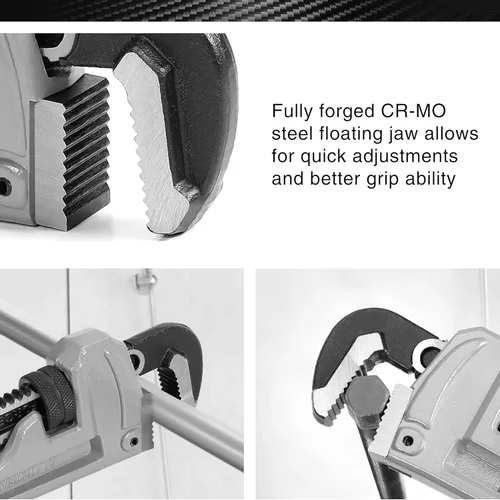 Miniatura 3 de DURATECH Juego de llaves de tubo recto de aluminio resistente de 3 piezas, 10 pulgadas, 14 pulgadas, 18 pulgadas, juego de llaves de fontanería