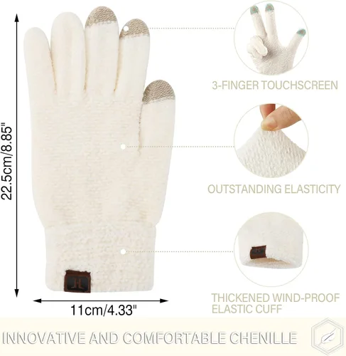 Miniatura 2 de FZ FANTASTIC ZONE Womens Winter Touchscreen Gloves for Cold Weather, Chenille Warm Knit Gloves