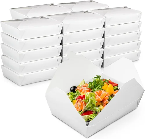Miniatura 10 de Fit Meal Prep Paquete de 30 recipientes de papel de 76 onzas para llevar de 8.6 x 6.3 x 2.5 pulgadas, cajas blancas de comida para almuerzo #3