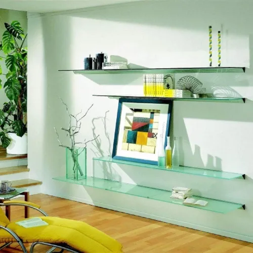 Miniatura 2 de LTL Home Products GL9020CLKIT Wallscapes Glacier Kit de estante de pared de vidrio flotante, 8 x 36 pulgadas, vidrio transparente