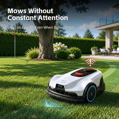 Miniatura 3 de Cortacésped, visual+navegación RTK, funciona debajo de árboles, sin cables, cubre hasta 1/4 acre, cortacésped robótico con mapeo automático