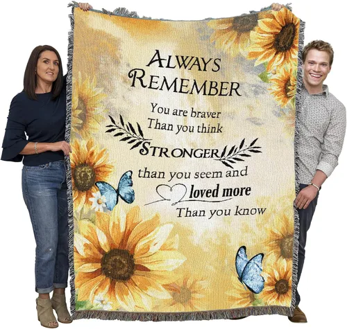 Pure Country Weavers Manta con texto en inglés "Always Remember You are Strong", manta para regalo tejida de algodón, fabricada en los Estados