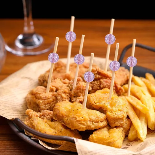 Miniatura 3 de 200 piezas de palillos de cóctel, palillos de dientes de 4.7 pulgadas para aperitivos, brochetas de bambú para cóctel y bebidas, postres