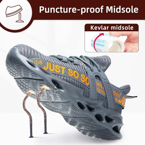 Miniatura 4 de Furuian Zapatos de punta de acero para mujeres y hombres, zapatos de seguridad ligeros, cómodos zapatos de trabajo con punta de acero