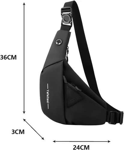 Miniatura 3 de Chiantera - Bolso cruzado pequeño para hombre, mochila de hombro casual para senderismo, viajes, correr, mochila de pecho (negro), Negro