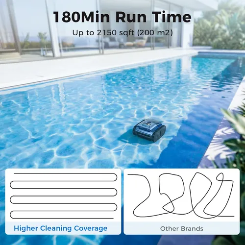 Miniatura 10 de Limpiador robótico de piscina, aspiradora inalámbrica para piscinas enterradas, robot limpiador automático de piscinas para suelos de piscina, Azul