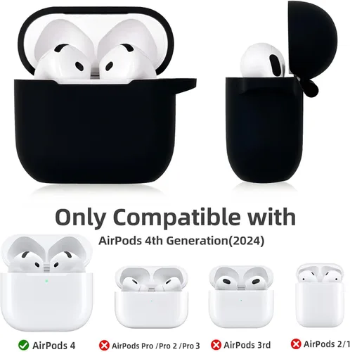 Miniatura 3 de Koujaon Airpods 4 Fundas de silicona protectora para Airpod 4 con llavero brillante para auriculares inalámbricos Apple AirPods de 4ª