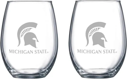 Miniatura 35 de RFSJ Juego de 2 copas de vino o bebidas con logotipo de Satin Frost (Harvard)