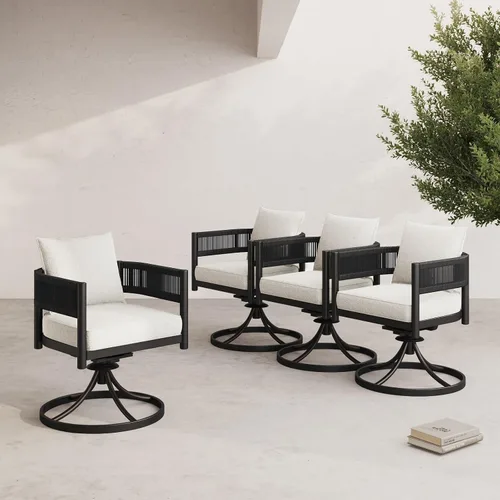 Miniatura 10 de Grand patio - Juego de 2 sillas de comedor para exterior, 2 piezas de sillas de comedor para patio, sillas fijas de patio de mimbre tejido en metal