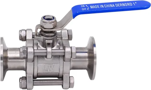 Miniatura 5 de DERNORD Válvula de bola sanitaria de 1 pulgada para trébol de tres abrazaderas de 1.5 pulgadas, acero inoxidable 304, revestimiento de PTFE