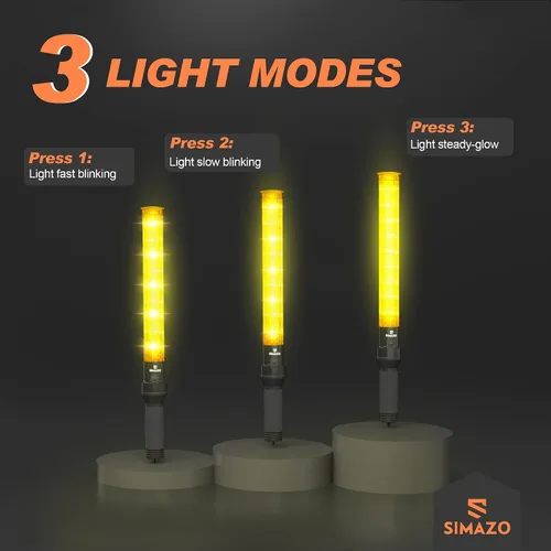 Miniatura 4 de 4 Piezas de 21 Pulgadas Vara de Señal de Tráfico con 3 Modos de Parpadeo y 6 Luces LED, Bastón de Seguridad de Tráfico con Correa de Muñeca