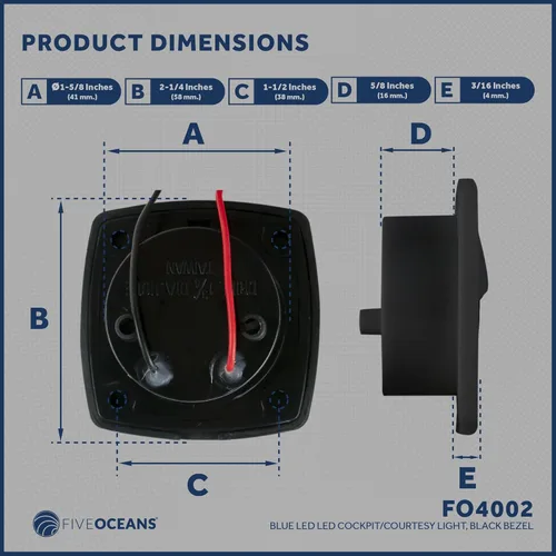 Miniatura 9 de Five Oceans - Luz LED de pasadizo para embarcación, luces LED azules de cortesía marinas, cuadradas para interior de barco, cubierta, cabina
