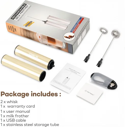 Miniatura 6 de Espumador de leche recargable, espumador de café eléctrico, mezclador de bebidas de mano para café con leche, capuchino, café, huevos, chocolate